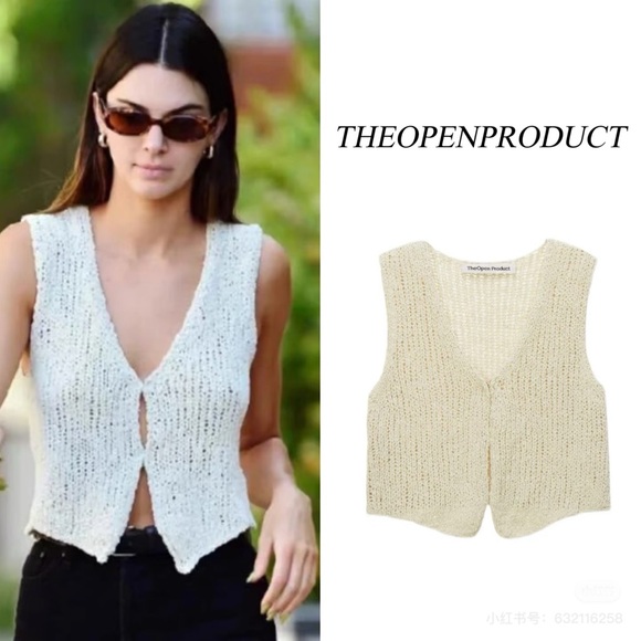 New! The Open Product V-neck knit vest - Kendall Jenner - Picture 1 of 11